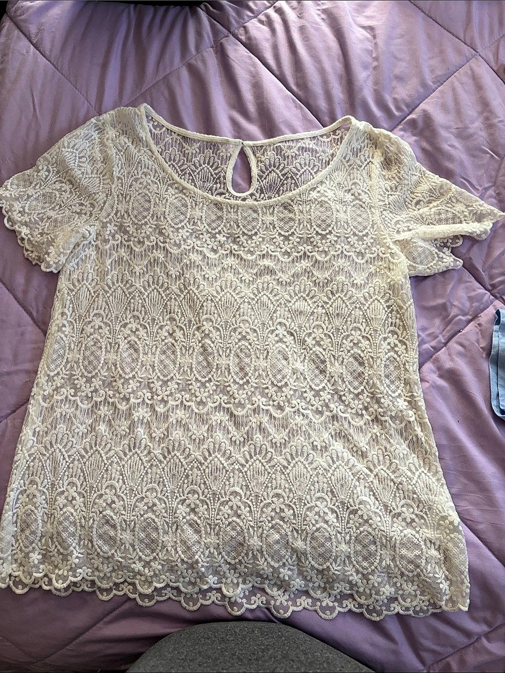 Lace Short Sleeve Top in White New from HM.